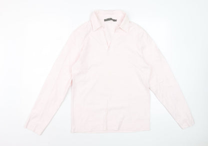 Reiss Womens Pink Collared Long Sleeve Cotton Blouse Size L