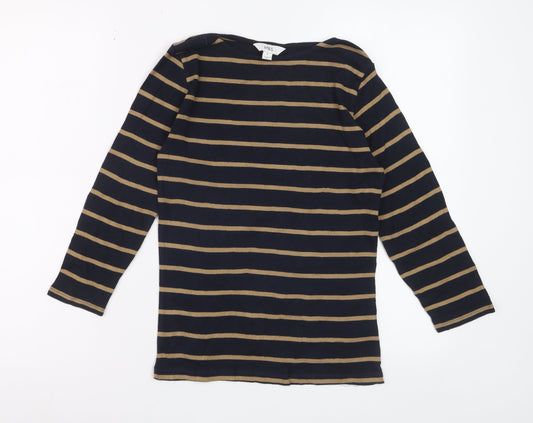 Marks & Spencer Women’s Navy Stripe Cotton Long Sleeve T-Shirt Size 8