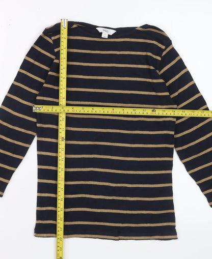 Marks and Spencer Women’s Navy Stripe Cotton Long Sleeve T-Shirt Size 8