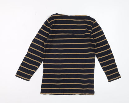 Marks and Spencer Women’s Navy Stripe Cotton Long Sleeve T-Shirt Size 8
