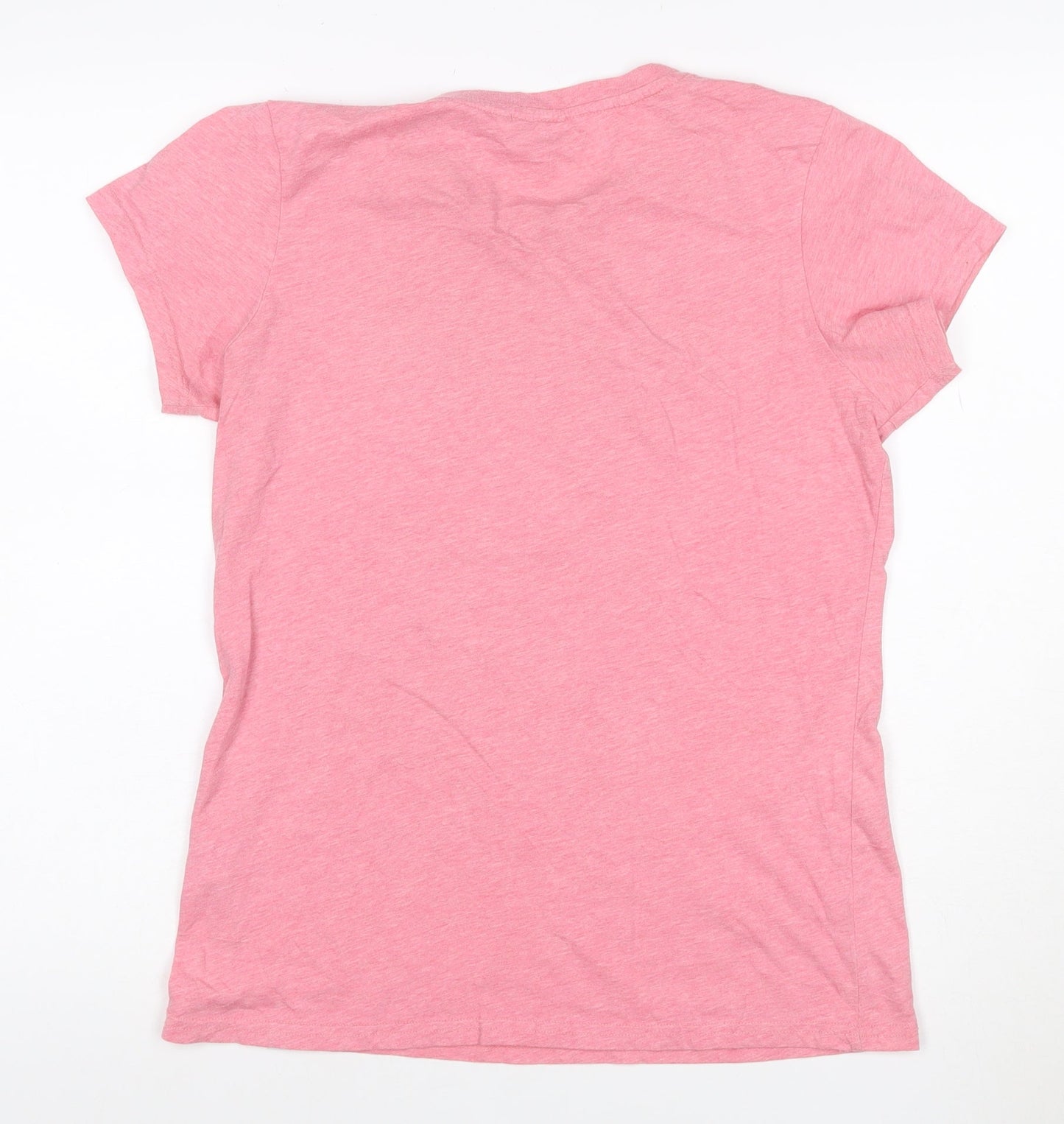 Animal Womens Pink Cotton Blend Crew Neck Short Sleeve T-Shirt Size 10