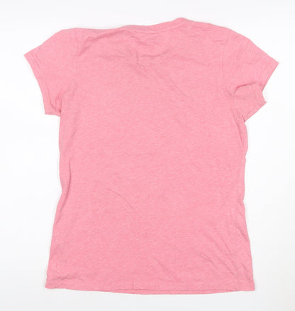 Animal Womens Pink Cotton Blend Crew Neck Short Sleeve T-Shirt Size 10