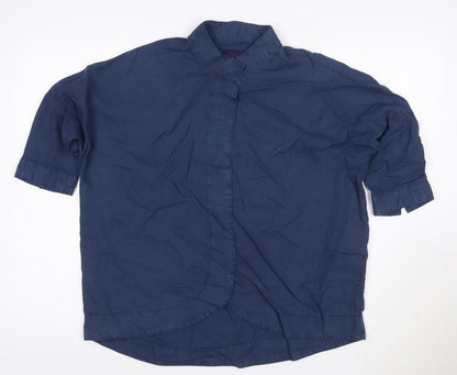 Waven Womens Blue XS Lightweight 3/4 Sleeve Button-Up Shirt