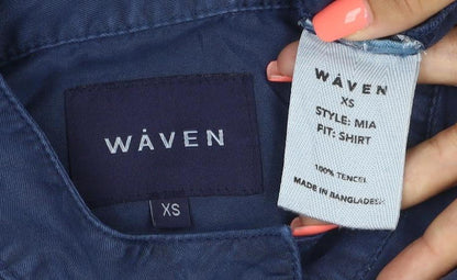 Waven Womens Blue XS Lightweight 3/4 Sleeve Button-Up Shirt