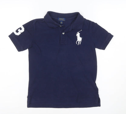 Ralph Lauren Boys Blue Polo Shirt Size 7 Years Short Sleeve Cotton