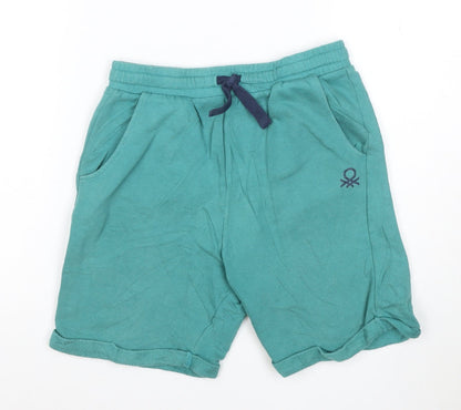 United Colors of Benetton Boys Green XL Sweat Shorts with Drawstring
