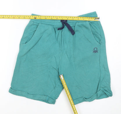 United Colors of Benetton Boys Green XL Sweat Shorts with Drawstring