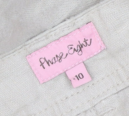 Phase Eight Women Beige Linen Cropped Trousers Size 10 with Pockets