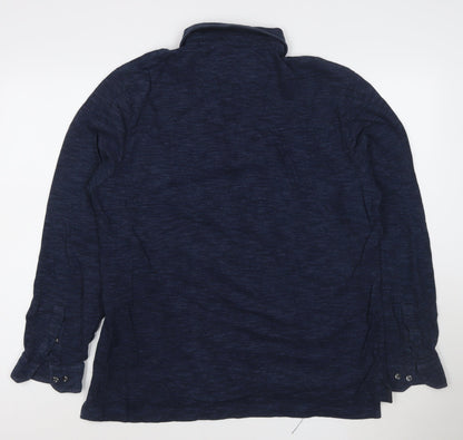 Charles Tyrwhitt Men's Blue Henley Long Sleeve Cotton Sweatshirt L