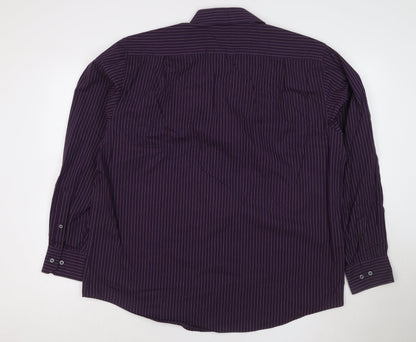 Marks and Spencer Men's Purple Striped 17in Regular Fit Cotton Shirt