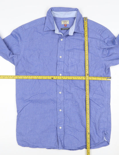 Next Men's Blue Oxford Button-Up Long Sleeve Cotton Shirt Size M
