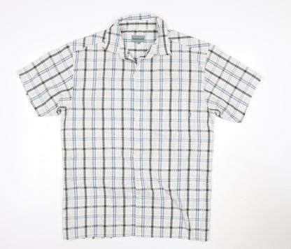 Hawkshead Men's Blue Check Short Sleeve Button-Up Shirt Size L