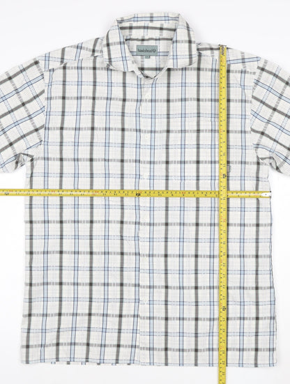 Hawkshead Men's Blue Check Short Sleeve Button-Up Shirt Size L