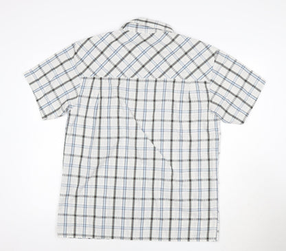 Hawkshead Men's Blue Check Short Sleeve Button-Up Shirt Size L