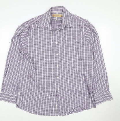 Marks and Spencer Collezione Men's Purple Checked Long Sleeve Shirt Size L
