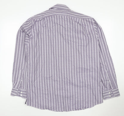 Marks and Spencer Collezione Men's Purple Checked Long Sleeve Shirt Size L