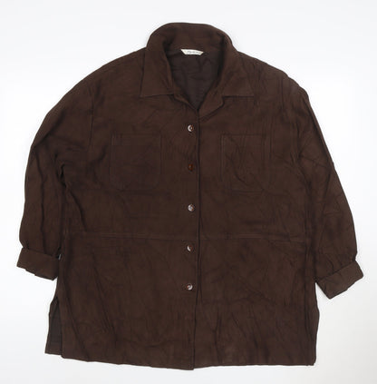 Borkerex Womens Brown Size 20 Button-Up Long Sleeve Shirt