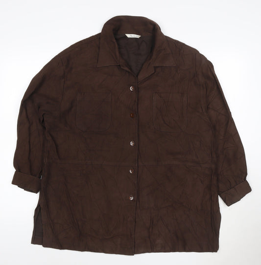Borkerex Womens Brown Size 20 Button-Up Long Sleeve Shirt
