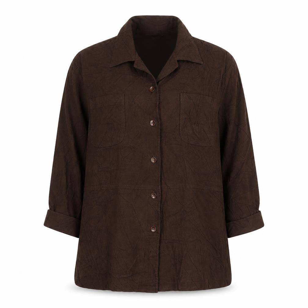 Borkerex Womens Brown Size 20 Button-Up Long Sleeve Shirt