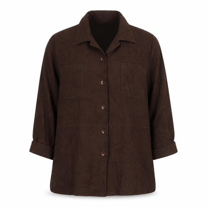 Borkerex Womens Brown Size 20 Button-Up Long Sleeve Shirt
