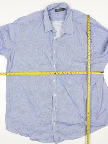 Williams & Brown Men Blue Long Sleeve Cotton Button-Up Shirt Size 19