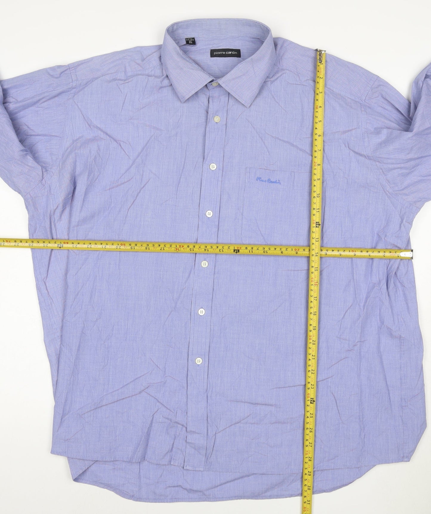 Pierre Cardin Men's Blue Long Sleeve Regular Fit Cotton Shirt L