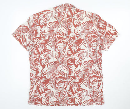 Nineteen Seventy One Mens Red Tropical Print Cotton Shirt L