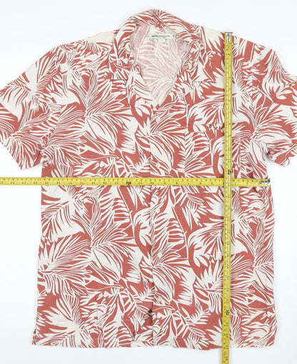 Nineteen Seventy One Mens Red Tropical Print Cotton Shirt L