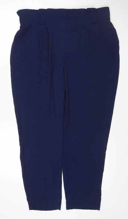 Dorothy Perkins Women's Blue Relaxed Viscose Trousers UK 16