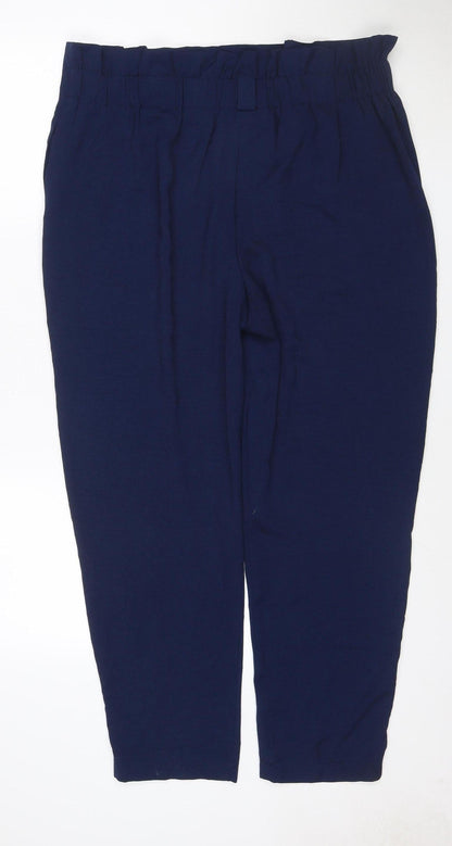 Dorothy Perkins Women's Blue Relaxed Viscose Trousers UK 16