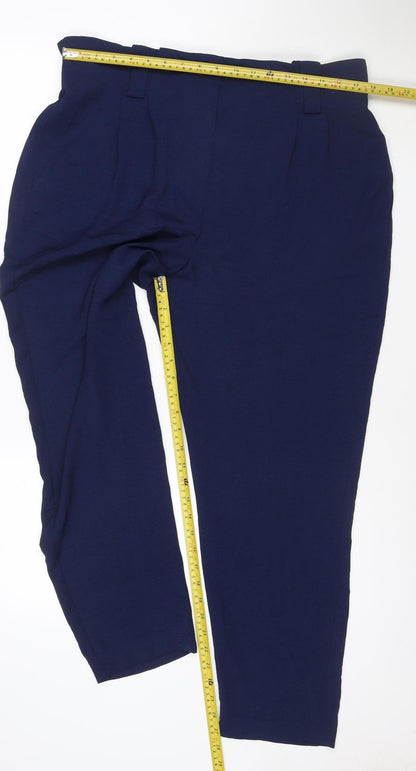 Dorothy Perkins Women's Blue Relaxed Viscose Trousers UK 16