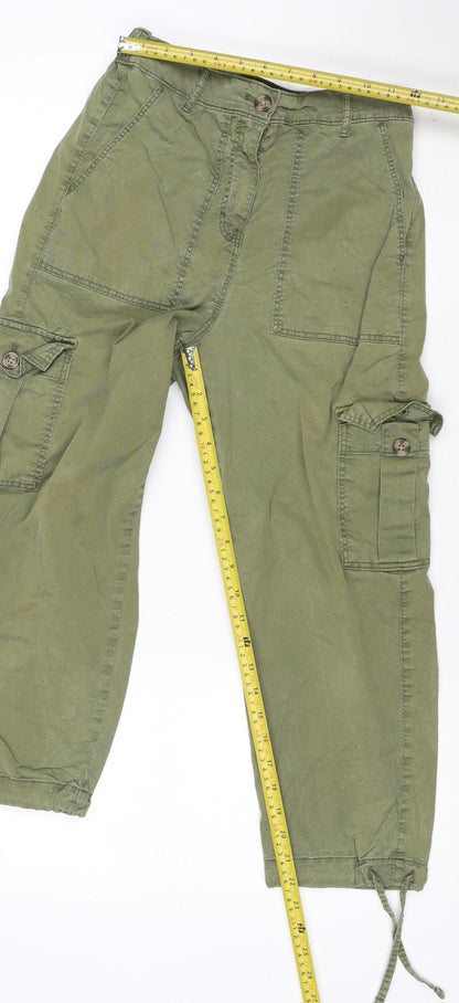 Marks and Spencer Women’s Green Cargo Cropped Trousers Size 8