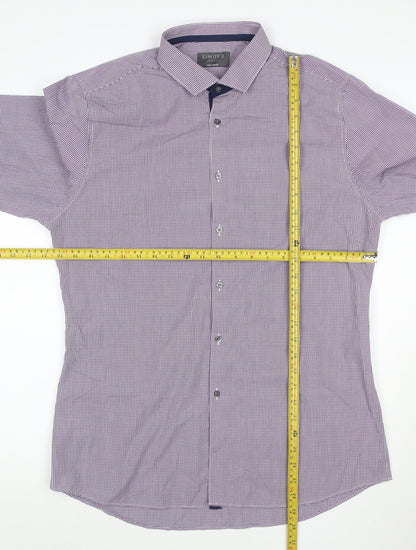 Marks and Spencer Men Purple Check Extra-Slim Fit Long Sleeve Shirt 16.5in