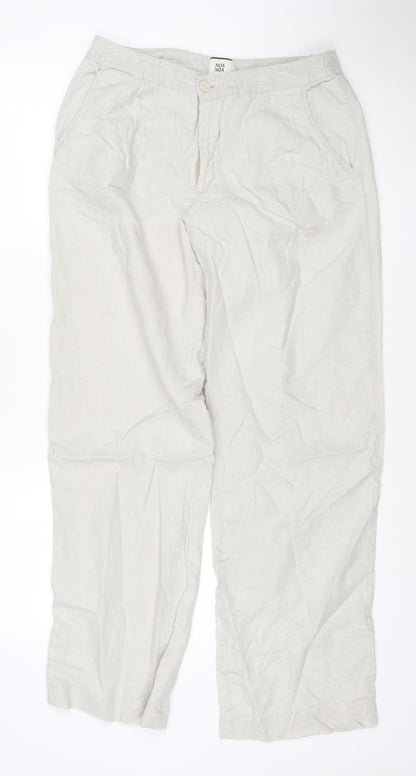 Noa Noa Women's Beige Linen Cotton Chino Trousers L