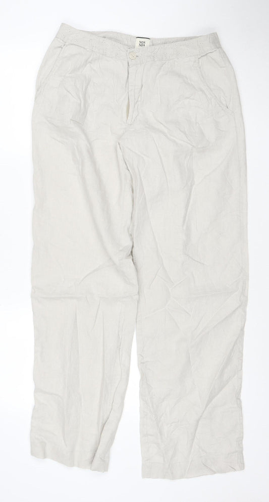 Noa Noa Women's Beige Linen Cotton Chino Trousers L