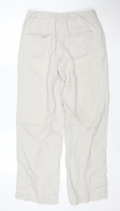 Noa Noa Women's Beige Linen Cotton Chino Trousers L