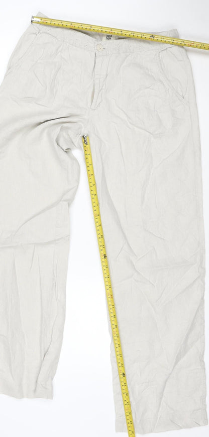 Noa Noa Women's Beige Linen Cotton Chino Trousers L