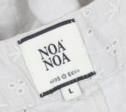 Noa Noa Women's Beige Linen Cotton Chino Trousers L