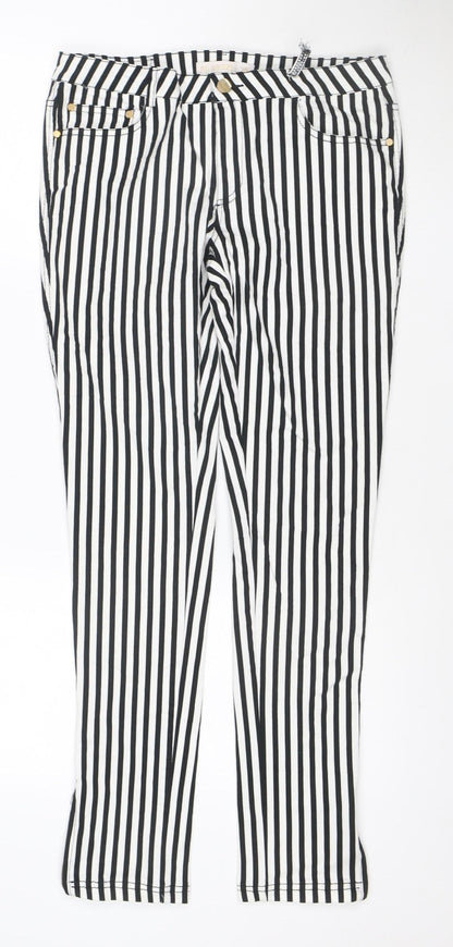 SO SWEET Women's Black White Striped Skinny Jeans XL Stretch Denim