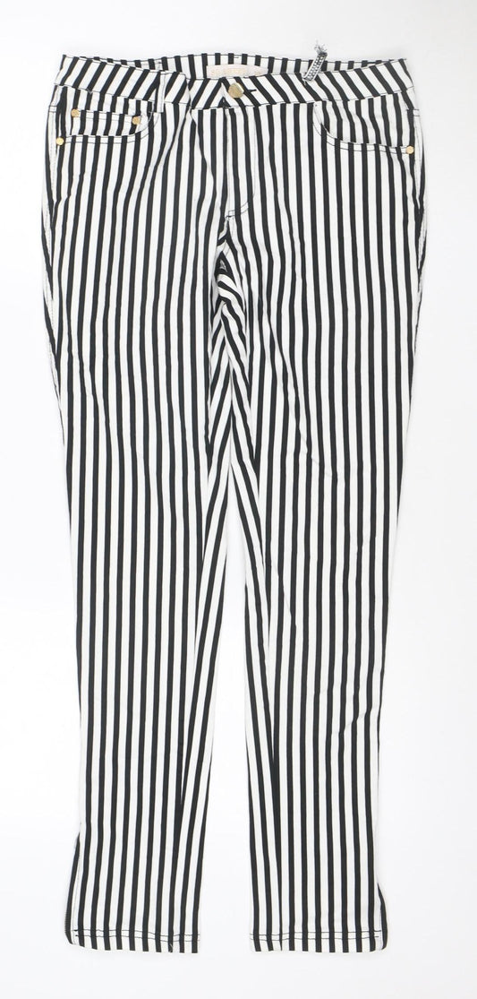 SO SWEET Women's Black White Striped Skinny Jeans XL Stretch Denim