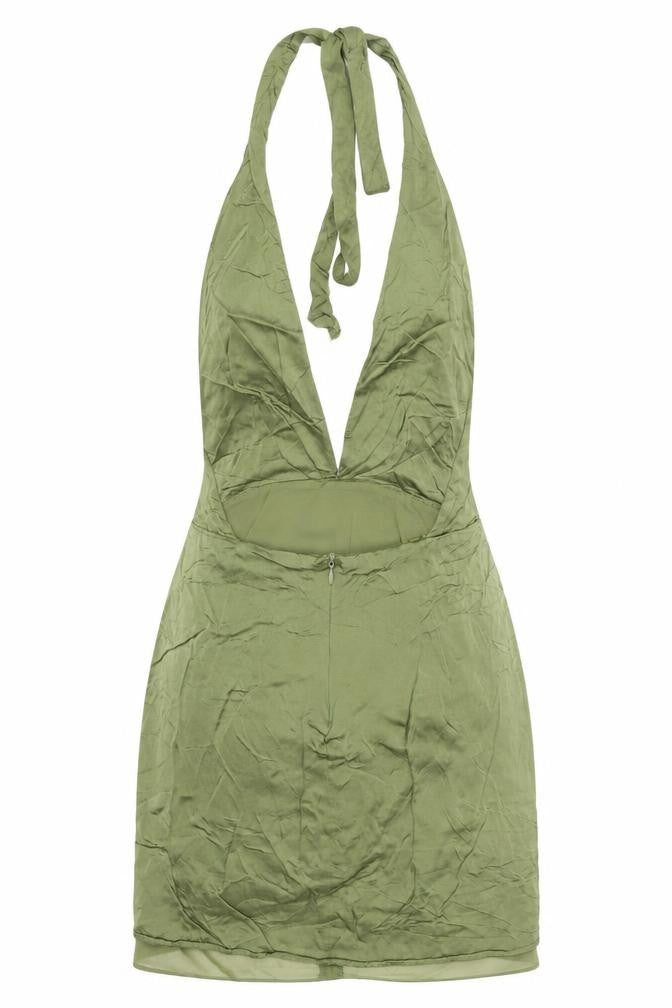 Zara Women’s Green Halter Neck Short Slip Dress Size 8