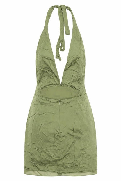 Zara Women’s Green Halter Neck Short Slip Dress Size 8