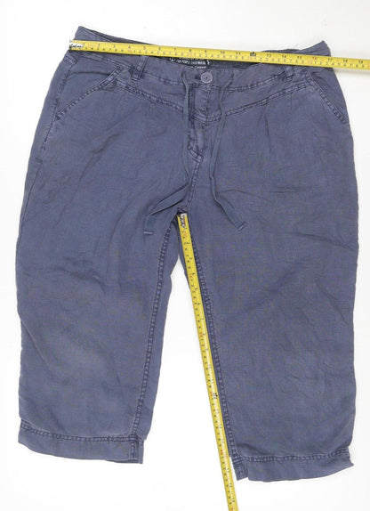 Seasalt Cornwall Women's Blue Linen Cropped Trousers Size 14