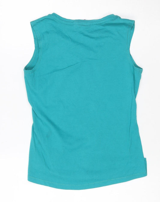 LA Gear Women's Blue Sleeveless Cotton Blend Tank Top Size 10