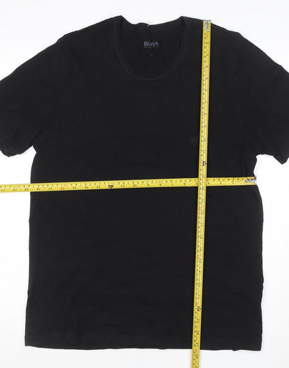 Hugo Boss Men's Black Cotton Crew Neck Short Sleeve T-Shirt L