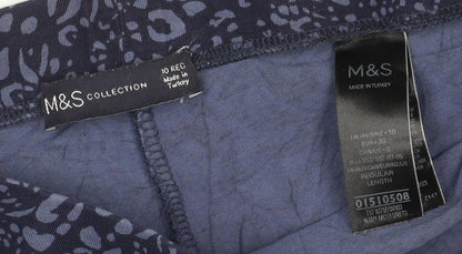 Marks and Spencer Women Blue Animal Print Cotton Leggings Size 10