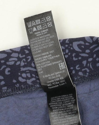 Marks and Spencer Women Blue Animal Print Cotton Leggings Size 10