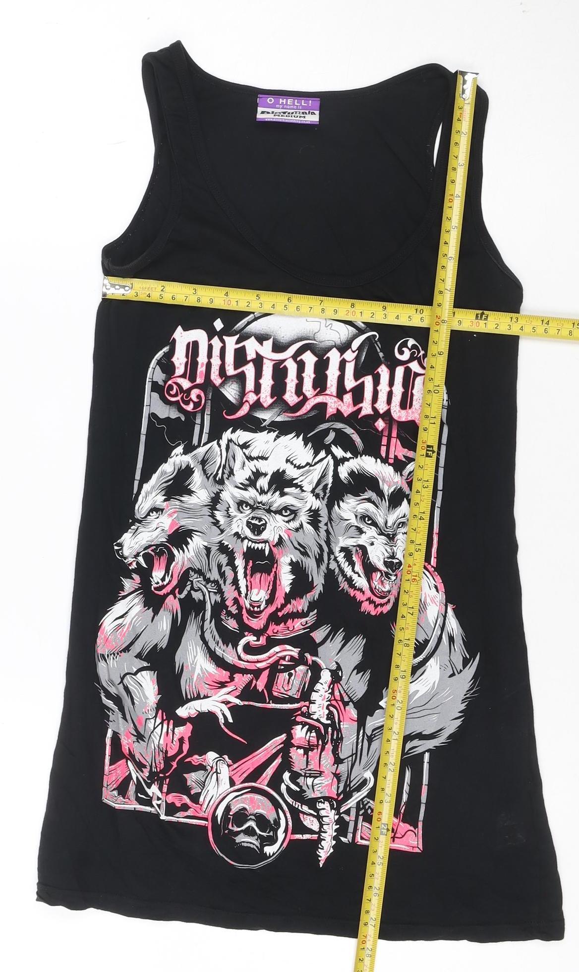 Disturbia Women Black Medium Graphic Tank Top 100% Cotton Gothic Style