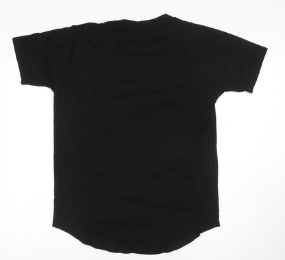 ZEROSEVEN Men Black Cotton Crew Neck Short Sleeve T-Shirt M