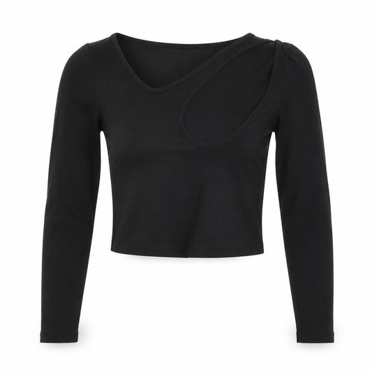 ASOS Design Women's Black Cropped Long Sleeve Jersey Top Size 8